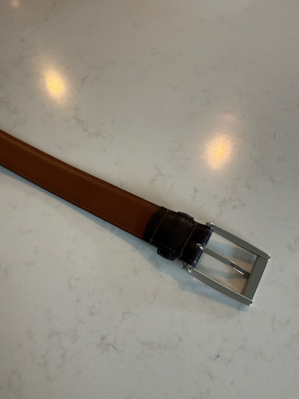 Classic Brooks Brothers Brown Leather Belt with Silver Buckle size 32/80 - Picture 3 of 5